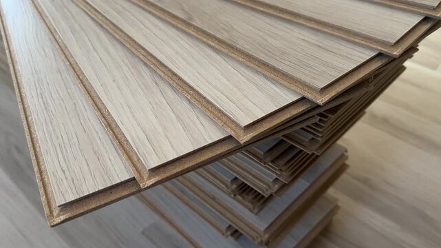 Engineered Wood Flooring Display. Laminated floor with wooden effect, ready. Wood paneling, Bamboo fooring. Engineered hardwood flooring. European oak solid oak wood brushed surface wood texture.
