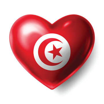Tunisia Flag Heart Shape Vector, Love Tunisia National Symbol Design