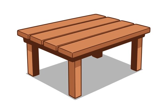 Cartoon wood table. Illustration of a cartoon funny wooden kitchen or garden table for creation of home interior scenes. JPEG version.