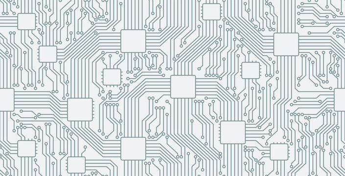 Seamless motherboard pattern on a white background.