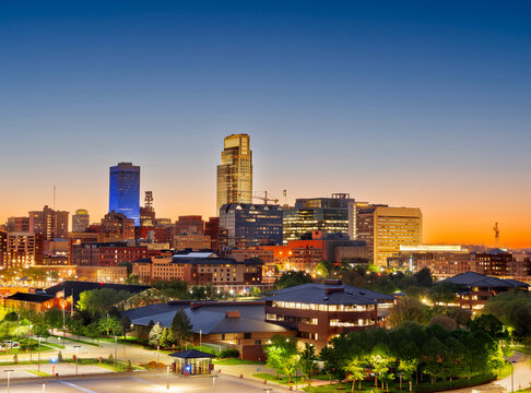 Omaha, Nebraska, USA downtown cityscape at dusk 135