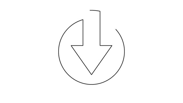 Minimalist arrow pointing down forming a circle motion graphic.