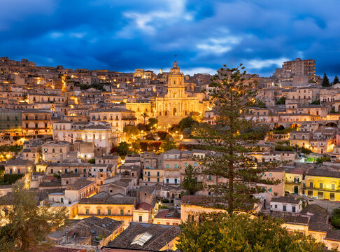 Modica, Sicily, Italy with the Cathedral of San Giorgio at twilight 63