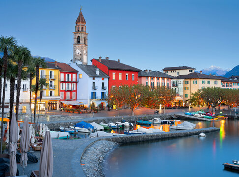 Ascona, Switzerland townscape on the shores of Lake Maggiore at blue hour 42