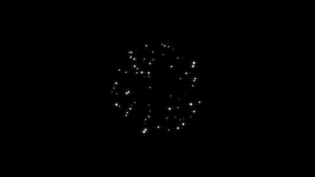 Twinkle star blast glitter sparkle animation on black screen, particle magic tail sparkling glitter star loop animation. 2D twinkling cartoon stars, 2D twinkling cartoon stars 4k video.