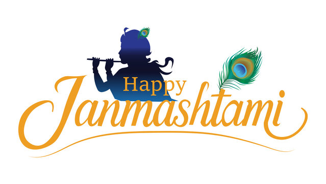 Traditional Krishna Janmashtami festive design featuring decorative mango leaf toran, hanging ornaments, colorful matki pots and peacock feathers, ideal for Hindu festival greetings