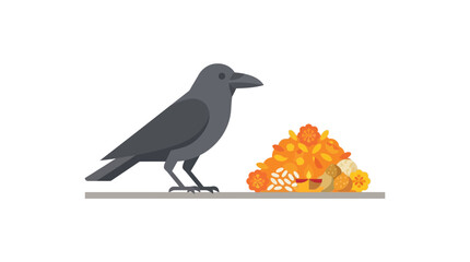 Obraz premium Crow and Offering with Diya