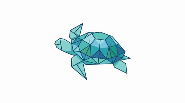 Geometric Origami Turtle Illustration - Low Poly Design