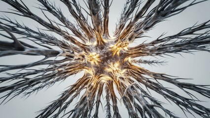 Obraz premium 3 d render of a spiky organic core with radiating branching filaments