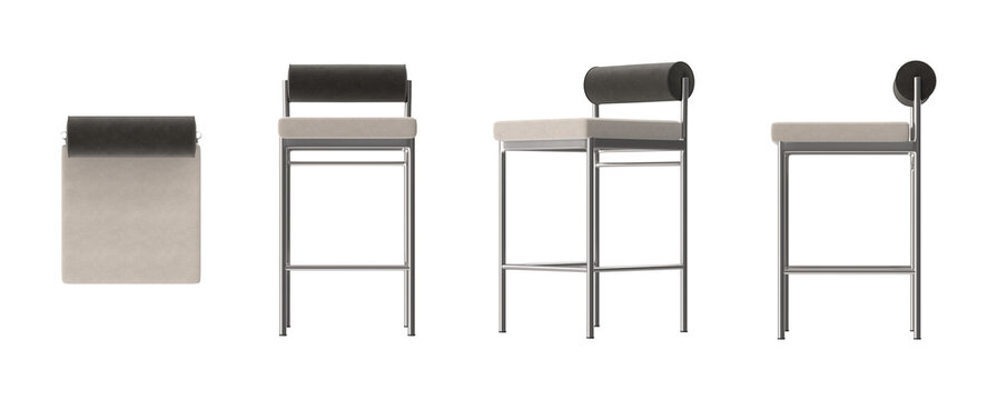 Modern bar stool with sleek metal frame and comfortable upholstered seat and back