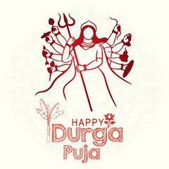 Fototapeta premium Happy Durga Puja & Subh Navratri Indian religious banner background.