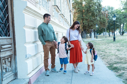 family walking to the school