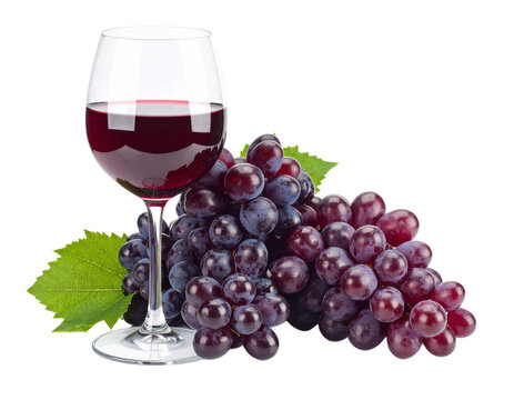 Red Wine Glass With Dark Grapes Transparent PNG
