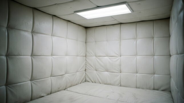 Interior of padded cell in psychiatric ward or asylum