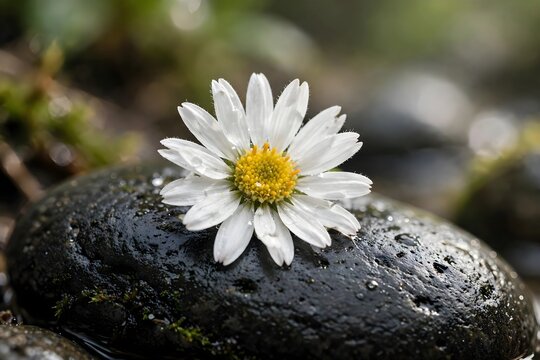 Natural Flower And Rock Close-Up
