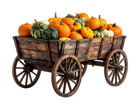 Rustic Wagon Filled With Pumpkins Autumn Harvest Transparent PNG