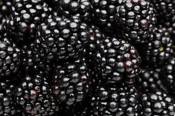 Heap of ripe tasty blackberries as background, closeup © New Africa