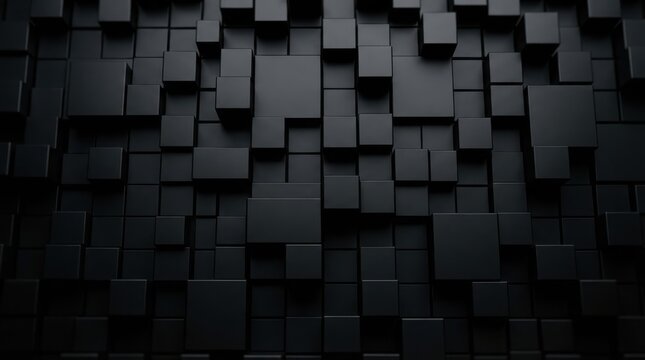 Abstract dark black cubes geometric background texture