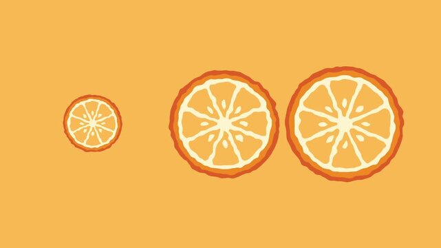 Three Flat Illustration Orange Slices Scaling in Size
