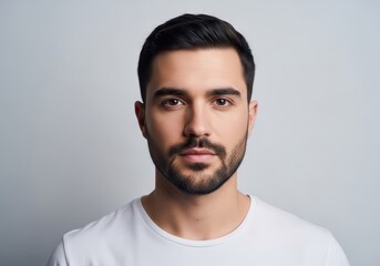 Fototapeta premium Portrait of a young man with a beard, isolated on white background