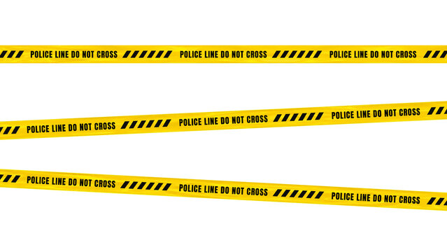 Police Line Do Not Cross Tape with Crime Scene Barrier on Transparent Background PNG