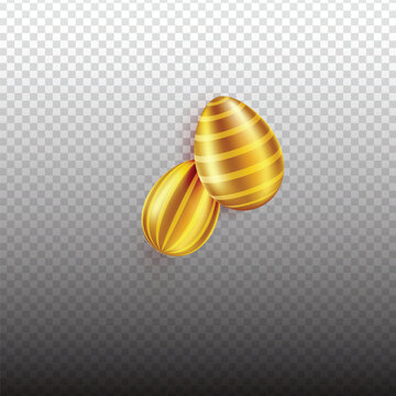 golden easter eggs on vector transparent background