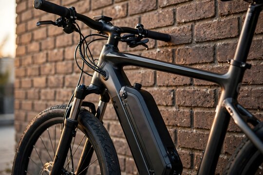 Bicycle And Brick Wall Close-Up Side View