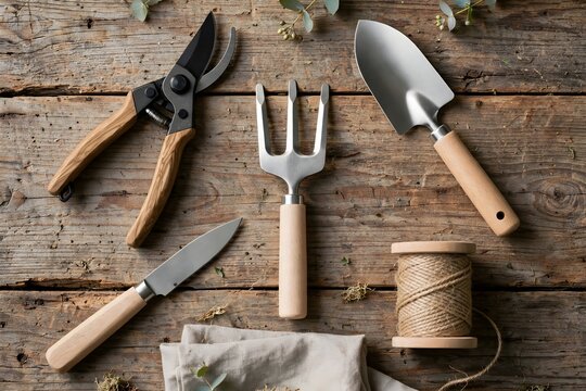 Gardening Tools Pruning Shears Trowel Fork Knife Twine Cloth