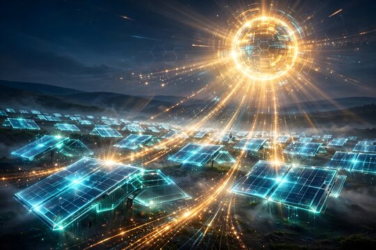 Solar Panels Digital Sun Light Trails