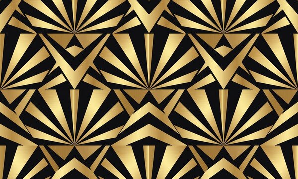 Luxury Art Deco seamless pattern with gold and black
