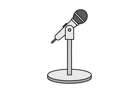 Microphone on Stand Vector Illustration
