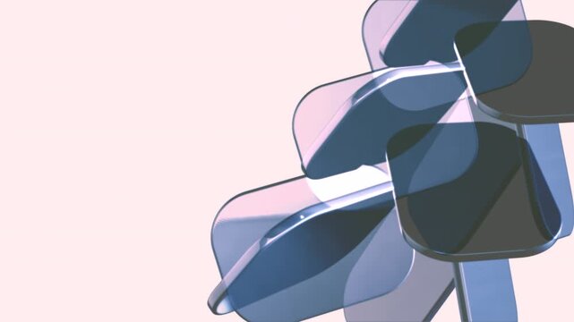 Abstract 3D rendering of translucent glass plates overlapping on Transparent background