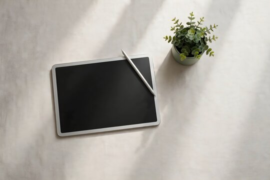 Natural Tablet Pen Plant Desk Setup