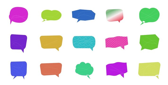 Speech bubbles and comic thought clouds for text message communication and chat conversation design isolated on white background