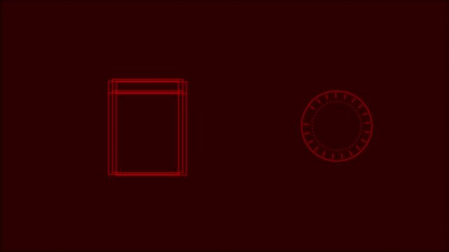 Abstract Red Wireframe Safe Lock Dial and Folder Icon UI Motion Graphic