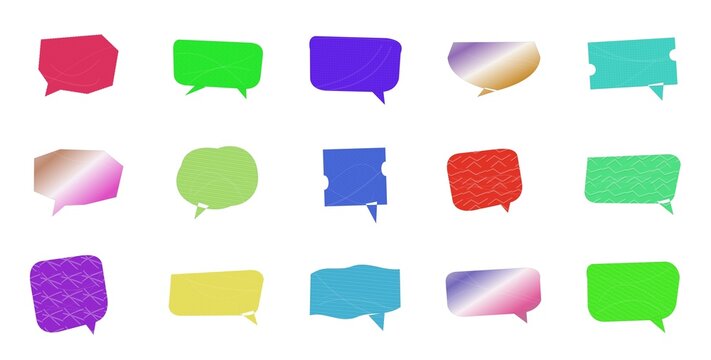 Speech bubbles and chat boxes for social media communication isolated on white background