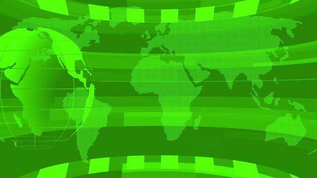Global earth rotating Digital World News Studio Background for news report and breaking news. Breaking News Template intro for TV broadcast news show program, 3d virtual news studio background 4k