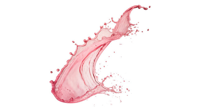 A splash of sweet pink berry juice liquid isolated on transparent background.