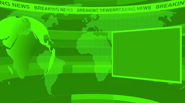 Global earth rotating Digital World News Studio Background for news report and breaking news. Breaking News Template intro for TV broadcast news show program, 3d virtual news studio background 4k