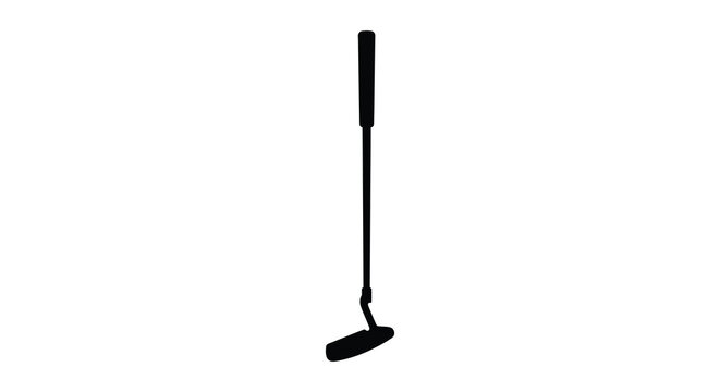 Golf putter presented as a black silhouette against a white background