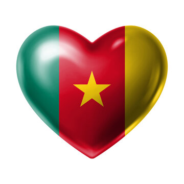 CAMEROON Flag Heart Shape PNG, Love CAMEROON National Symbol Design