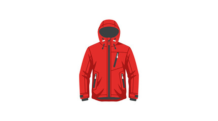 Illustration of a red hooded winter jacket with zippers © Mbah Suro