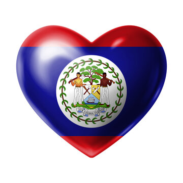 BELIZE Flag Heart Shape PNG, Love BELIZE National Symbol Design