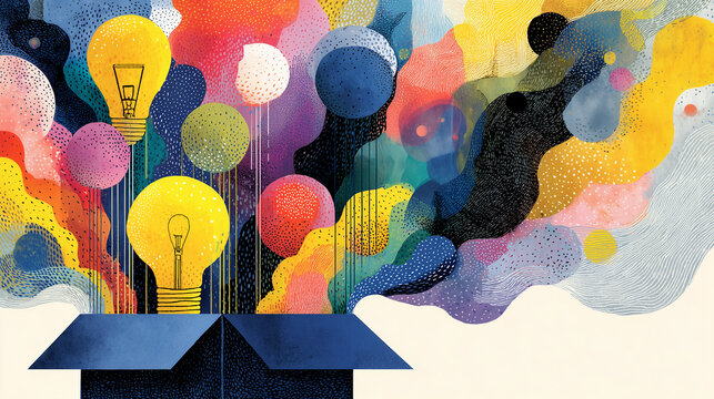 Creative thinking outside the box concept, flat illustration