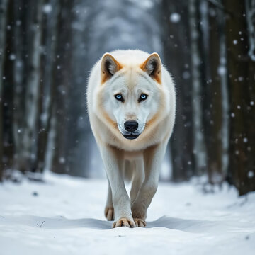 A powerful white wolf