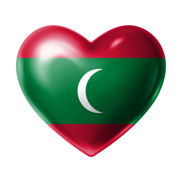 MALDIVES Flag Heart Shape PNG, Love MALDIVES National Symbol Design