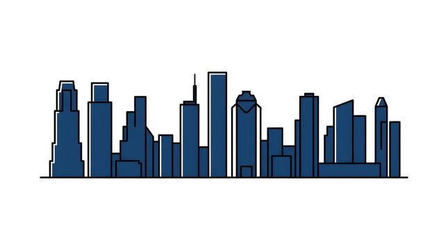 Minimalist Blue Vector Skyline Illustration of Houston Texas Cityscape