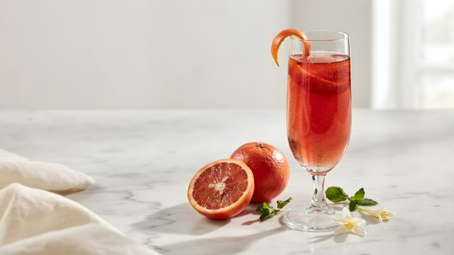 Refreshing Citrus Cocktail in Elegant Glass with Orange Garnish