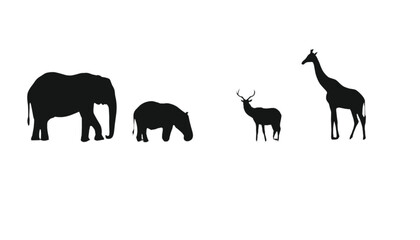 Fototapeta premium A group of animal silhouettes standing together in a line on a white background