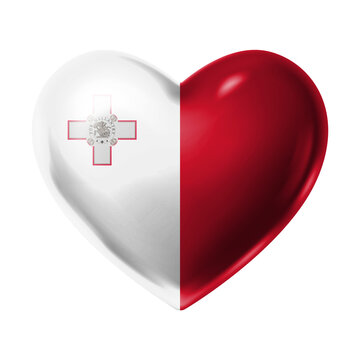 MALTA Flag Heart Shape PNG, Love MALTA National Symbol Design